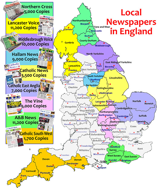 Catholic Advertising - Map of Publications/Catholic Newspapers